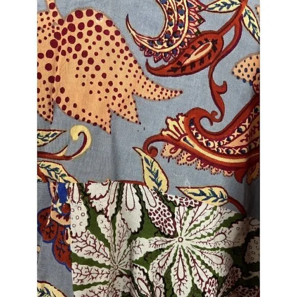 Anthropologie Sonrisa Paisley Floral Tassled Boho Peasant Viscose Blouse Size S - Picture 15 of 16